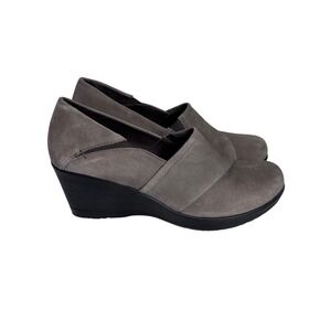 Dansko Grey Suede Wedge Pumps Slip On Comfort Shoes Womens 40 EU